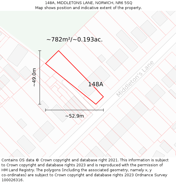 148A, MIDDLETONS LANE, NORWICH, NR6 5SQ: Plot and title map