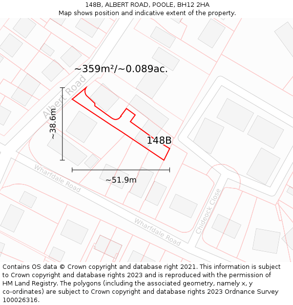 148B, ALBERT ROAD, POOLE, BH12 2HA: Plot and title map