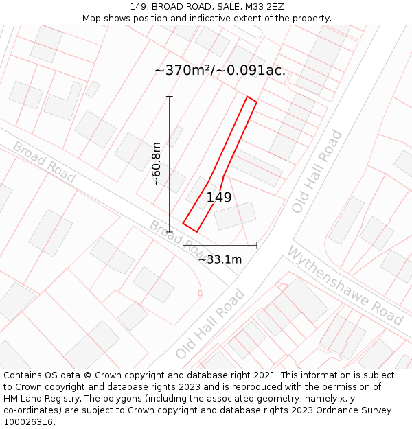 149, BROAD ROAD, SALE, M33 2EZ: Plot and title map