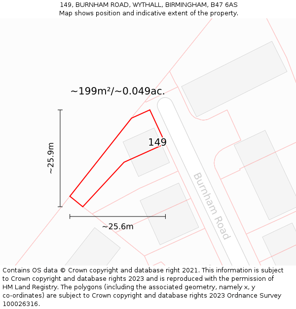 149, BURNHAM ROAD, WYTHALL, BIRMINGHAM, B47 6AS: Plot and title map