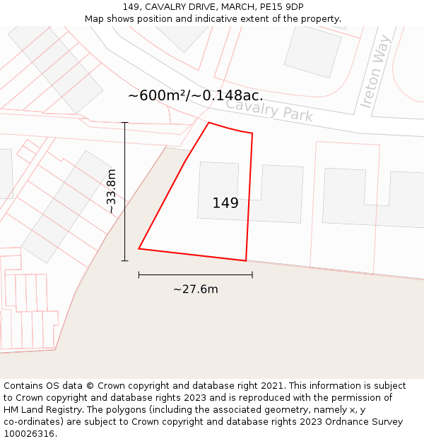 149, CAVALRY DRIVE, MARCH, PE15 9DP: Plot and title map