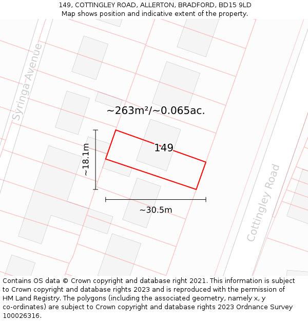 149, COTTINGLEY ROAD, ALLERTON, BRADFORD, BD15 9LD: Plot and title map