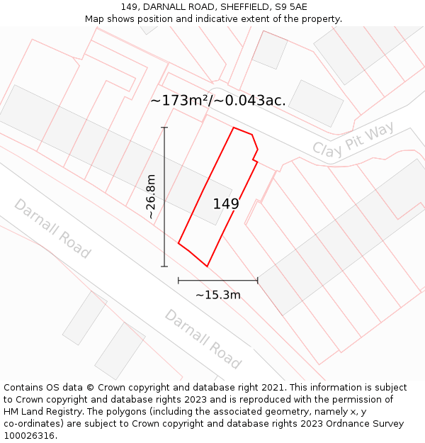 149, DARNALL ROAD, SHEFFIELD, S9 5AE: Plot and title map