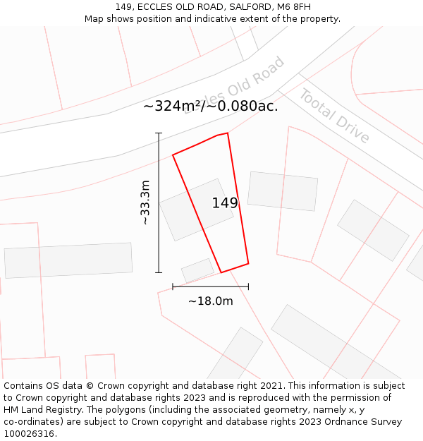 149, ECCLES OLD ROAD, SALFORD, M6 8FH: Plot and title map