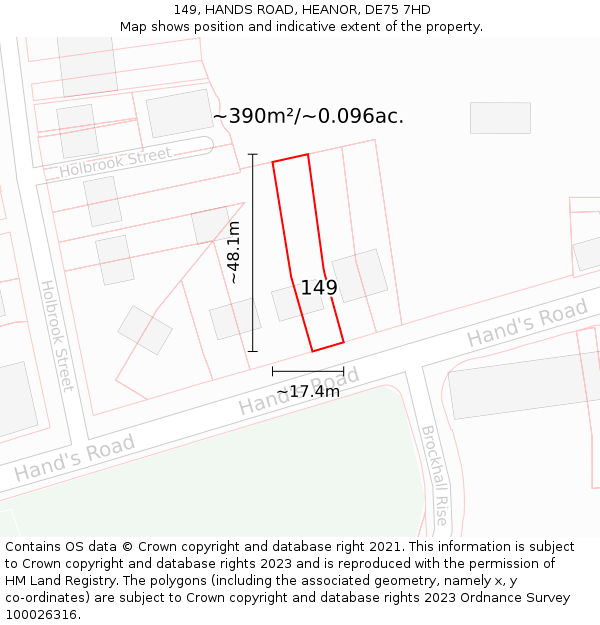 149, HANDS ROAD, HEANOR, DE75 7HD: Plot and title map