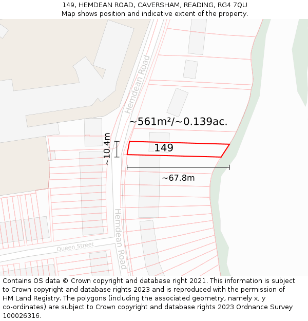 149, HEMDEAN ROAD, CAVERSHAM, READING, RG4 7QU: Plot and title map