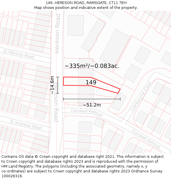 149, HERESON ROAD, RAMSGATE, CT11 7EH: Plot and title map