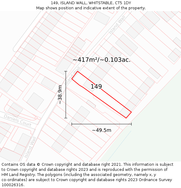 149, ISLAND WALL, WHITSTABLE, CT5 1DY: Plot and title map