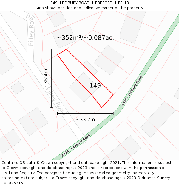 149, LEDBURY ROAD, HEREFORD, HR1 1RJ: Plot and title map