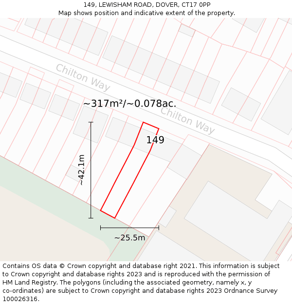 149, LEWISHAM ROAD, DOVER, CT17 0PP: Plot and title map