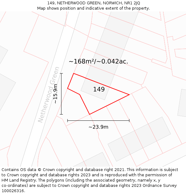 149, NETHERWOOD GREEN, NORWICH, NR1 2JQ: Plot and title map