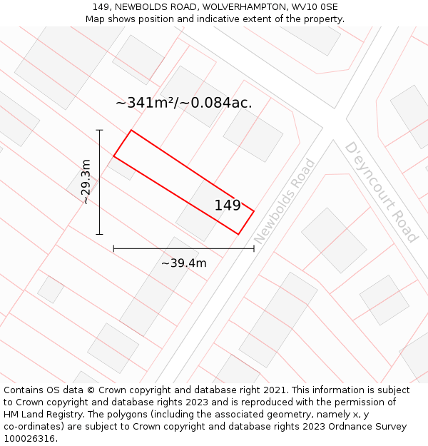 149, NEWBOLDS ROAD, WOLVERHAMPTON, WV10 0SE: Plot and title map