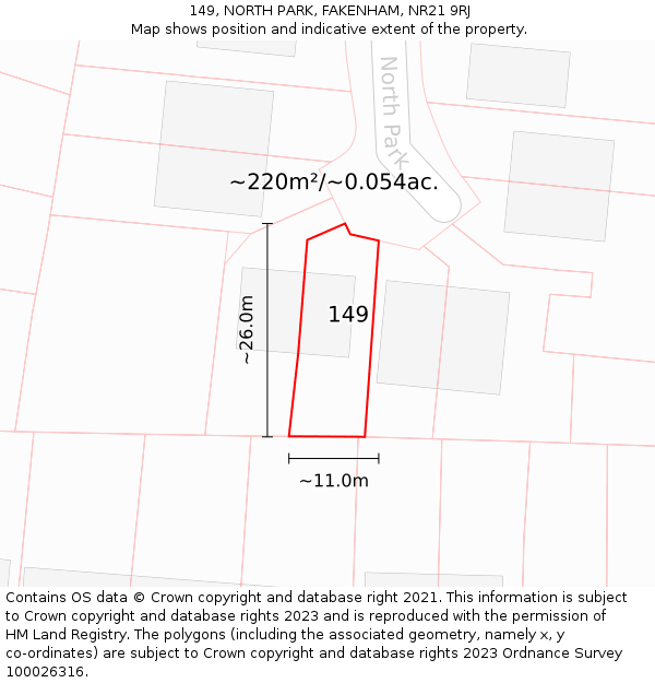 149, NORTH PARK, FAKENHAM, NR21 9RJ: Plot and title map