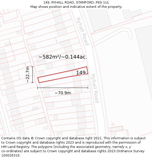 149, RYHALL ROAD, STAMFORD, PE9 1UL: Plot and title map