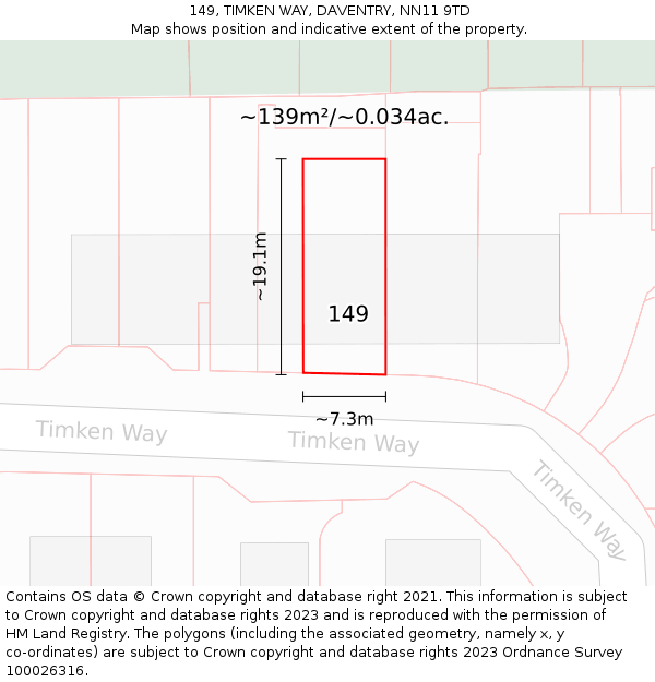 149, TIMKEN WAY, DAVENTRY, NN11 9TD: Plot and title map
