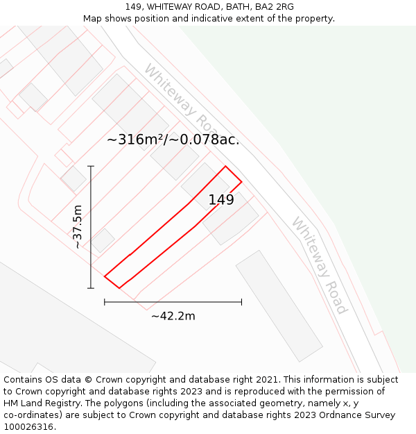 149, WHITEWAY ROAD, BATH, BA2 2RG: Plot and title map