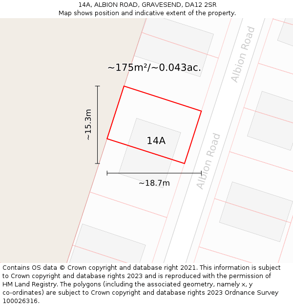 14A, ALBION ROAD, GRAVESEND, DA12 2SR: Plot and title map