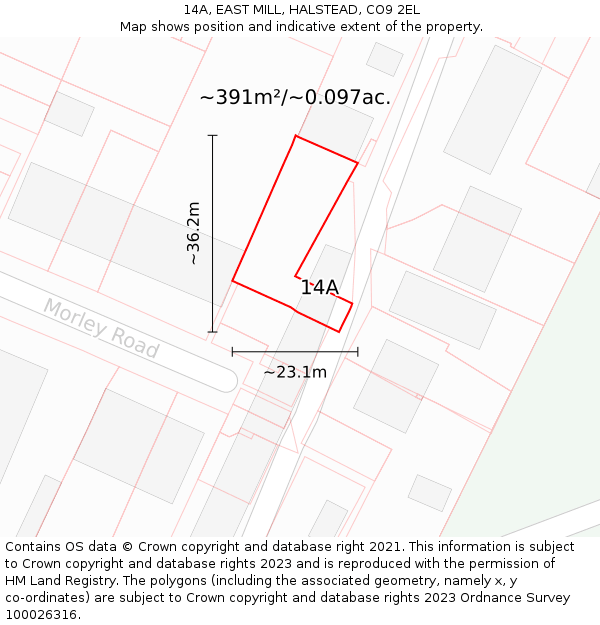 14A, EAST MILL, HALSTEAD, CO9 2EL: Plot and title map