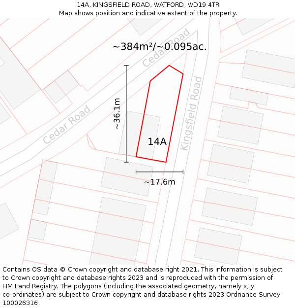 14A, KINGSFIELD ROAD, WATFORD, WD19 4TR: Plot and title map