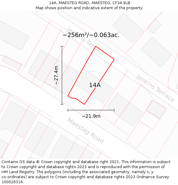 14A, MAESTEG ROAD, MAESTEG, CF34 9LB: Plot and title map