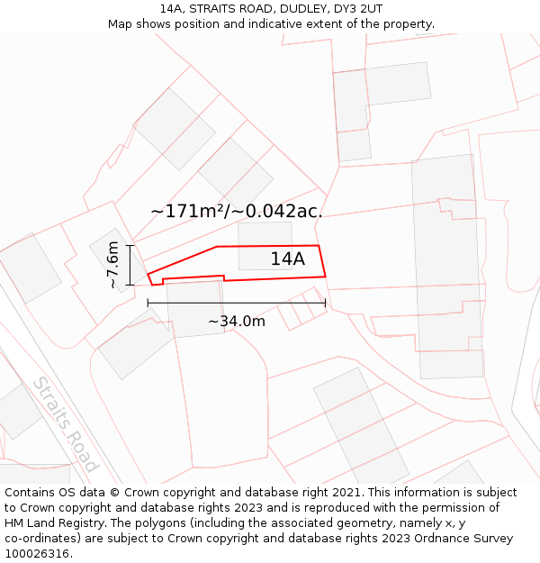 14A, STRAITS ROAD, DUDLEY, DY3 2UT: Plot and title map