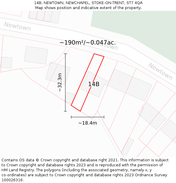 14B, NEWTOWN, NEWCHAPEL, STOKE-ON-TRENT, ST7 4QA: Plot and title map