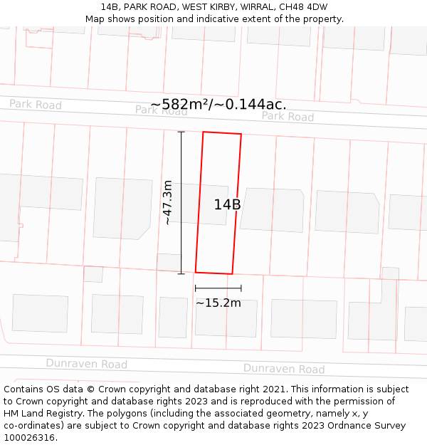 14B, PARK ROAD, WEST KIRBY, WIRRAL, CH48 4DW: Plot and title map