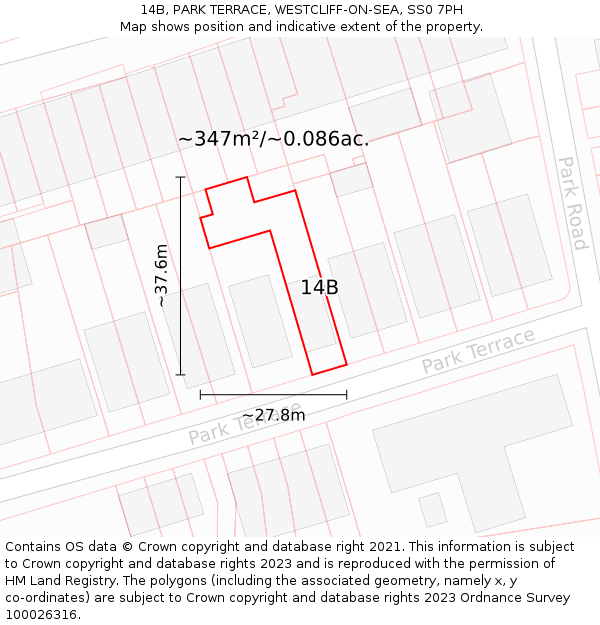 14B, PARK TERRACE, WESTCLIFF-ON-SEA, SS0 7PH: Plot and title map