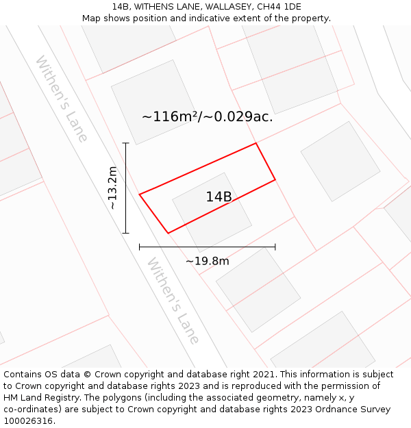14B, WITHENS LANE, WALLASEY, CH44 1DE: Plot and title map