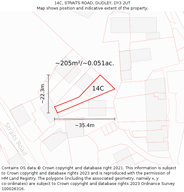 14C, STRAITS ROAD, DUDLEY, DY3 2UT: Plot and title map