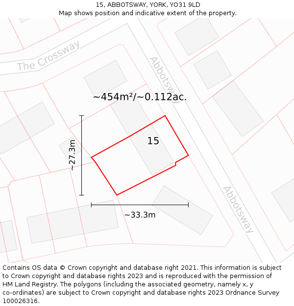 15, ABBOTSWAY, YORK, YO31 9LD: Plot and title map