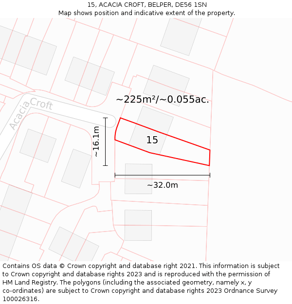 15, ACACIA CROFT, BELPER, DE56 1SN: Plot and title map