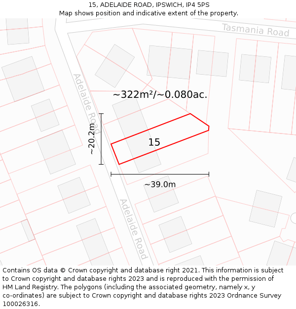 15, ADELAIDE ROAD, IPSWICH, IP4 5PS: Plot and title map