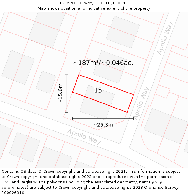 15, APOLLO WAY, BOOTLE, L30 7PH: Plot and title map
