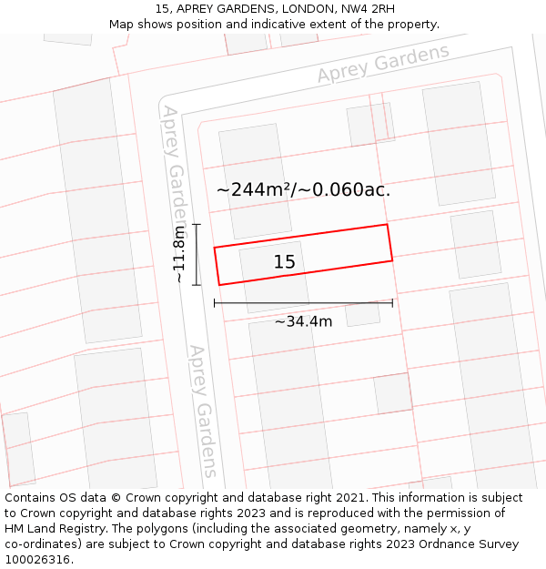 15, APREY GARDENS, LONDON, NW4 2RH: Plot and title map