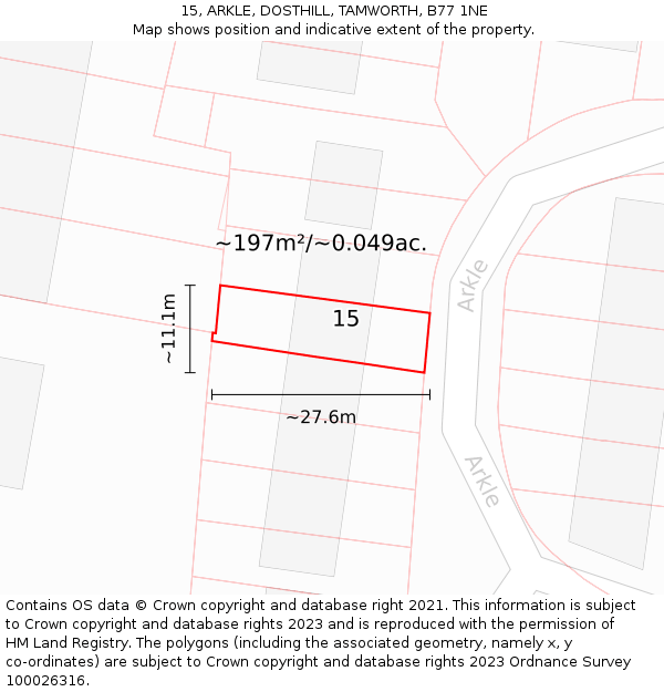 15, ARKLE, DOSTHILL, TAMWORTH, B77 1NE: Plot and title map