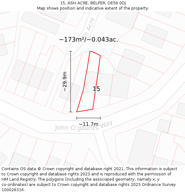 15, ASH ACRE, BELPER, DE56 0DJ: Plot and title map