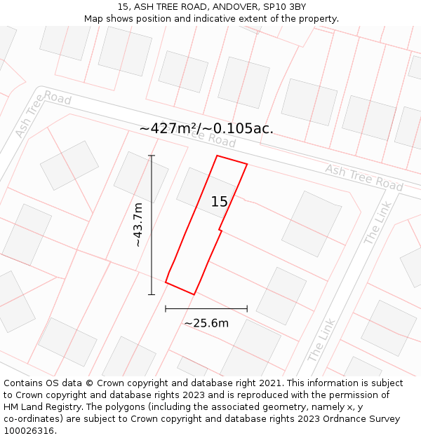 15, ASH TREE ROAD, ANDOVER, SP10 3BY: Plot and title map