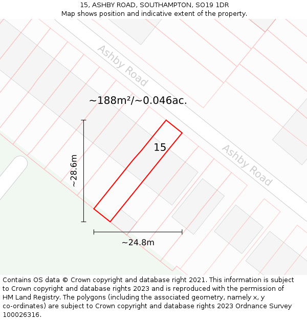 15, ASHBY ROAD, SOUTHAMPTON, SO19 1DR: Plot and title map