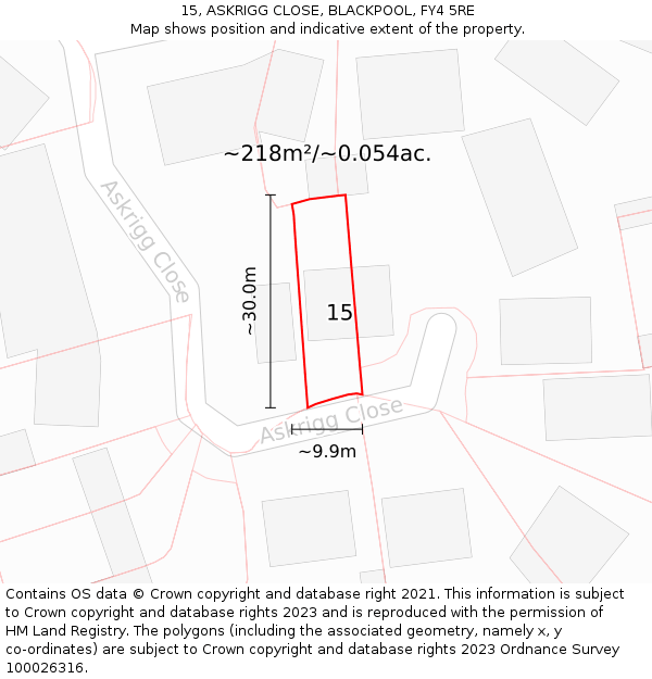 15, ASKRIGG CLOSE, BLACKPOOL, FY4 5RE: Plot and title map