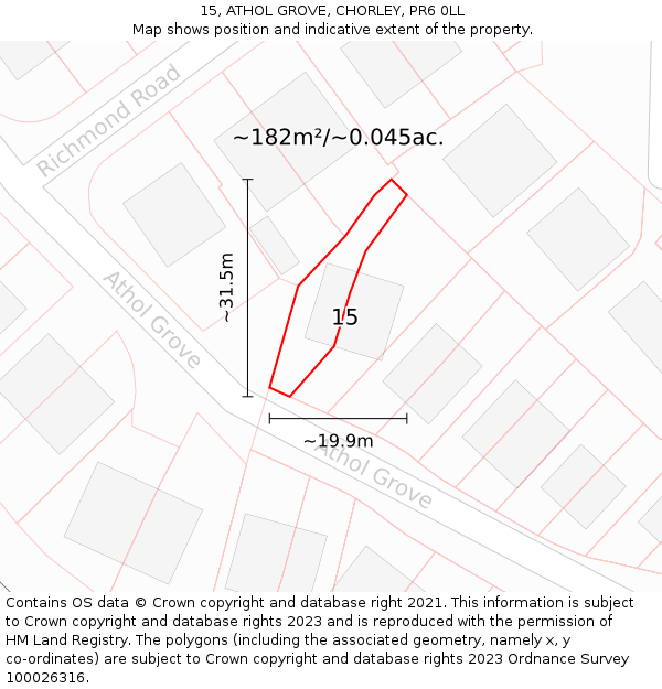 15, ATHOL GROVE, CHORLEY, PR6 0LL: Plot and title map