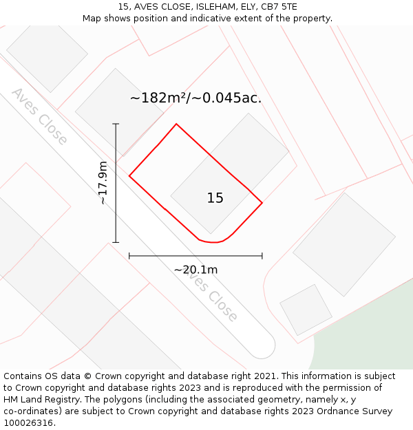 15, AVES CLOSE, ISLEHAM, ELY, CB7 5TE: Plot and title map