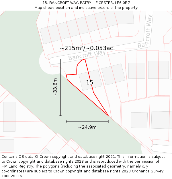 15, BANCROFT WAY, RATBY, LEICESTER, LE6 0BZ: Plot and title map