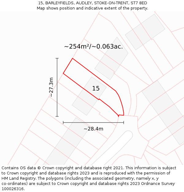 15, BARLEYFIELDS, AUDLEY, STOKE-ON-TRENT, ST7 8ED: Plot and title map