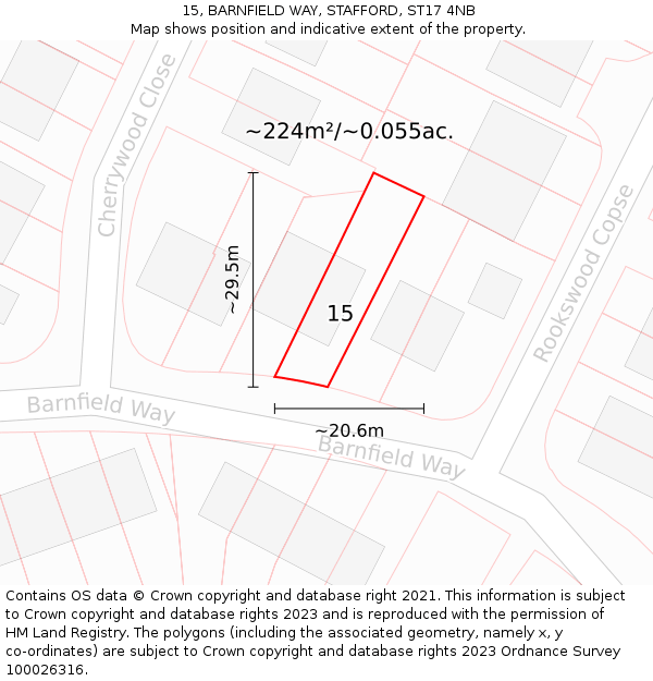 15, BARNFIELD WAY, STAFFORD, ST17 4NB: Plot and title map