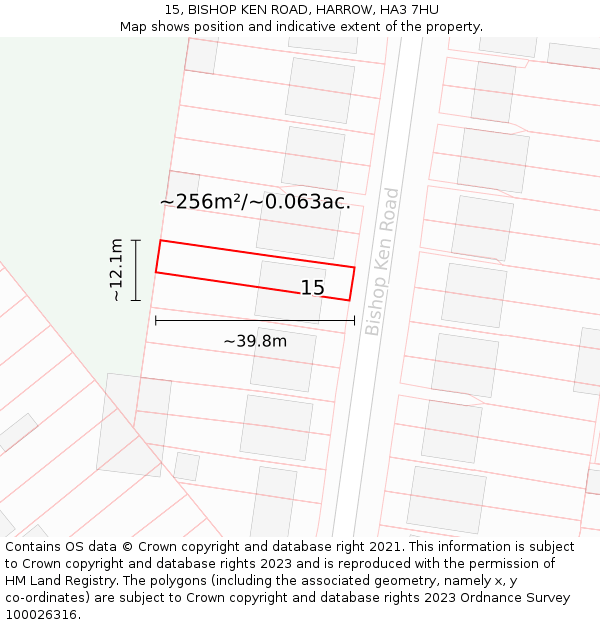 15, BISHOP KEN ROAD, HARROW, HA3 7HU: Plot and title map