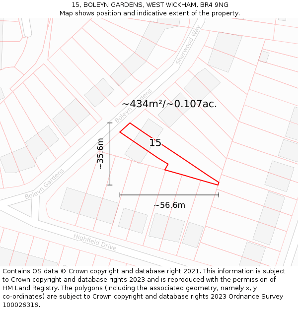 15, BOLEYN GARDENS, WEST WICKHAM, BR4 9NG: Plot and title map