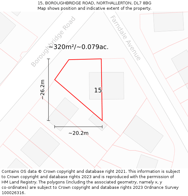 15, BOROUGHBRIDGE ROAD, NORTHALLERTON, DL7 8BG: Plot and title map