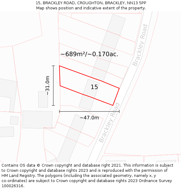 15, BRACKLEY ROAD, CROUGHTON, BRACKLEY, NN13 5PP: Plot and title map