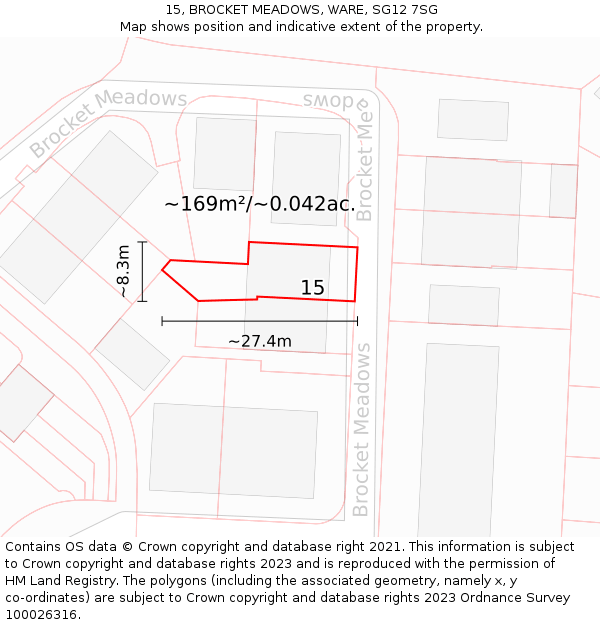 15, BROCKET MEADOWS, WARE, SG12 7SG: Plot and title map